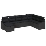Garden Sofa Set with Cushion with Storage 8 pcs Poly Rattan - Front View