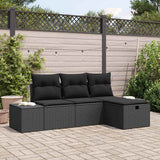 Garden Sofa Set with Cushion 4 pcs Black Poly rattan