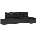 Garden Sofa Set 5 pcs Black Poly Rattan