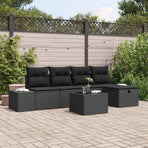 Garden Sofa Set 6 pcs Black Poly Rattan