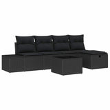 Garden Sofa Set with Cushion 6 pcs Black Poly Rattan
