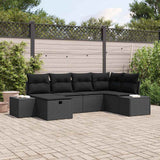Garden Sofa Set with Cushion 6 pcs Black Poly Rattan