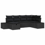 Garden Sofa Set with Cushion 6 pcs Black Poly Rattan