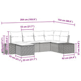 Garden Sofa Set with Cushion 6 pcs Black Poly rattan - Extra Image