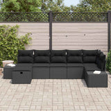 Garden Sofa Set with Cushion 7 pcs Black Poly Rattan