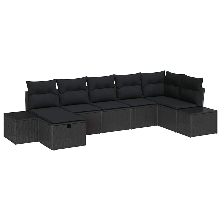 Garden Sofa Set 7 pcs Black Poly Rattan