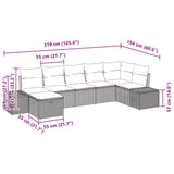 Garden Sofa Set with Cushion 7 pcs Black Poly Rattan
