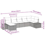 Garden Sofa Set with Cushion 7 pcs Black Poly rattan - Extra Image