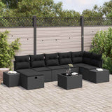 Garden Sofa Set with Cushion 8 pcs Black Poly Rattan