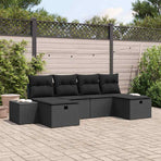 Garden Sofa Set 6 pcs Black Poly Rattan