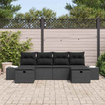 Garden Sofa Set 6 pcs Black Poly Rattan