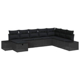 Garden Sofa Set with Cushion 8 pcs Black Poly rattan - Front View