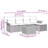 Garden Sofa Set with Cushion 6 pcs Black Poly Rattan