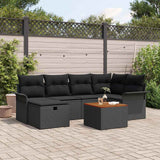 Garden Sofa Set with Cushion 7 pcs Black Poly rattan