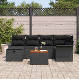 Garden Sofa Set with Cushion 7 pcs Black Poly Rattan