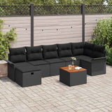 Garden Sofa Set with Cushion 8 pcs Black Poly Rattan
