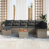 Garden Sofa Set with Cushion 9 pcs Grey Poly Rattan