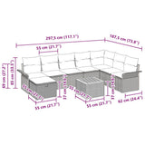 Garden Sofa Set with Cushion 9 pcs Grey Poly Rattan