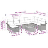 Garden Sofa Set with Cushion 9 pcs Grey Poly rattan - Extra Image