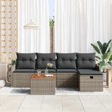Garden Sofa Set with Cushion 6 pcs Grey Poly rattan - Side View