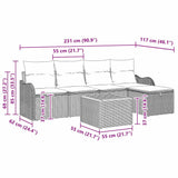 Garden Sofa Set with Cushion 6 pcs Grey Poly rattan - Extra Image