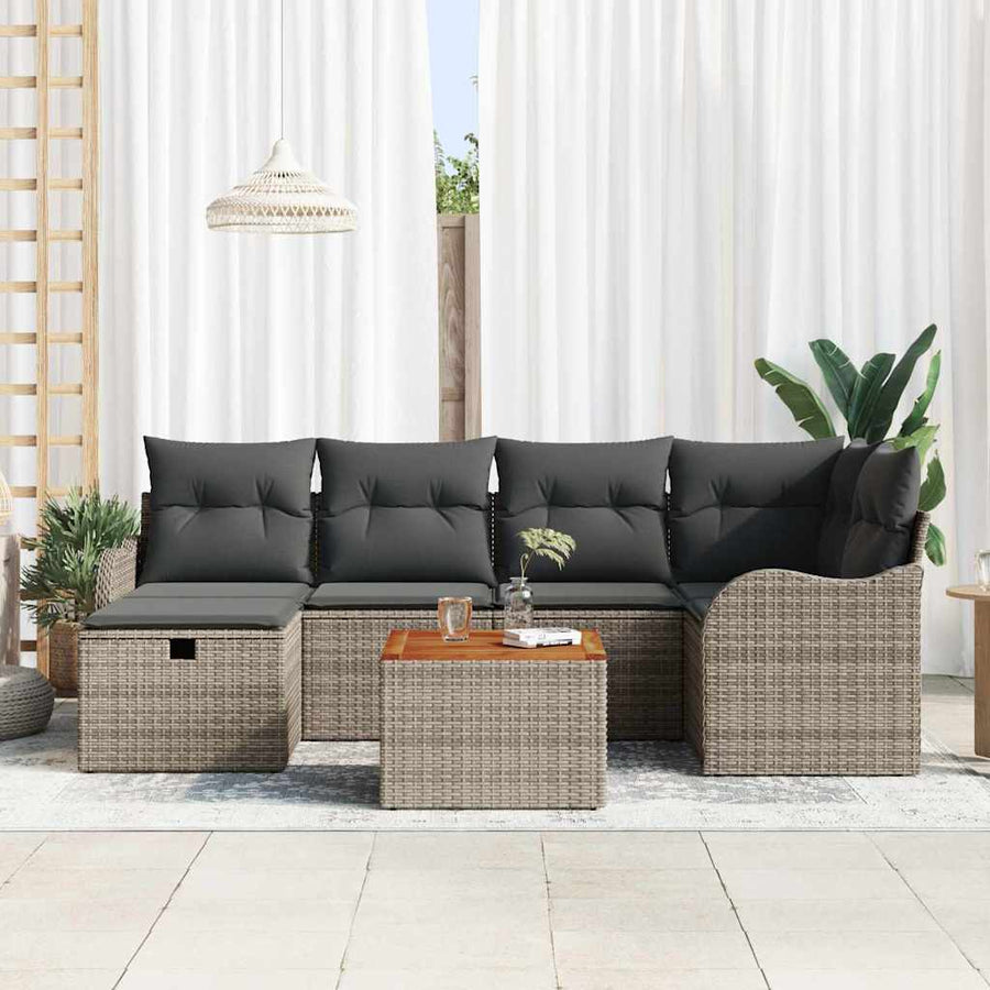 Garden Sofa Set 7 pcs Grey Poly Rattan