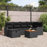 Garden Sofa Set with Cushion 7 pcs Black Poly Rattan