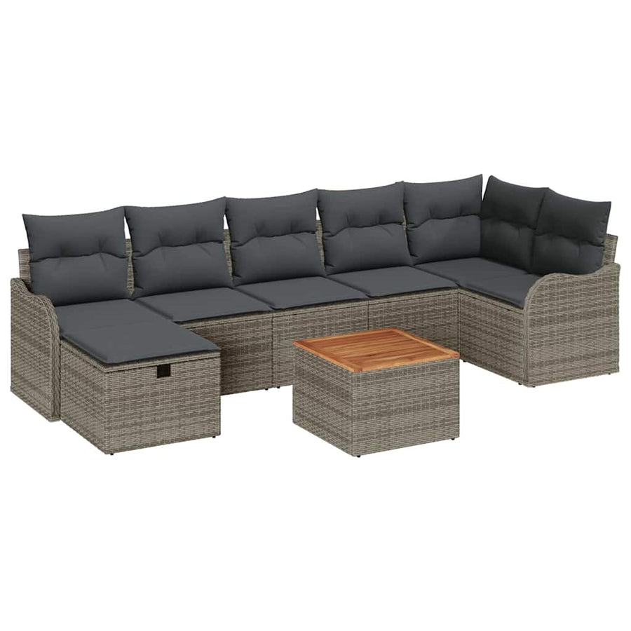 Garden Sofa Set 8 pcs Grey Poly Rattan