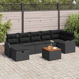Garden Sofa Set with Cushion 8 pcs Black Poly rattan