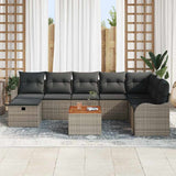 Garden Sofa Set with Cushion 9 pcs Grey Poly Rattan