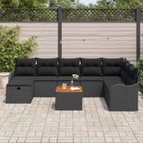Garden Sofa Set with Cushion 9 pcs Black Poly Rattan