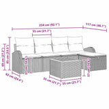 Garden Sofa Set 6 pcs Black Poly Rattan