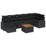 Garden Sofa Set with Cushion 8 pcs Black Poly rattan - Front View
