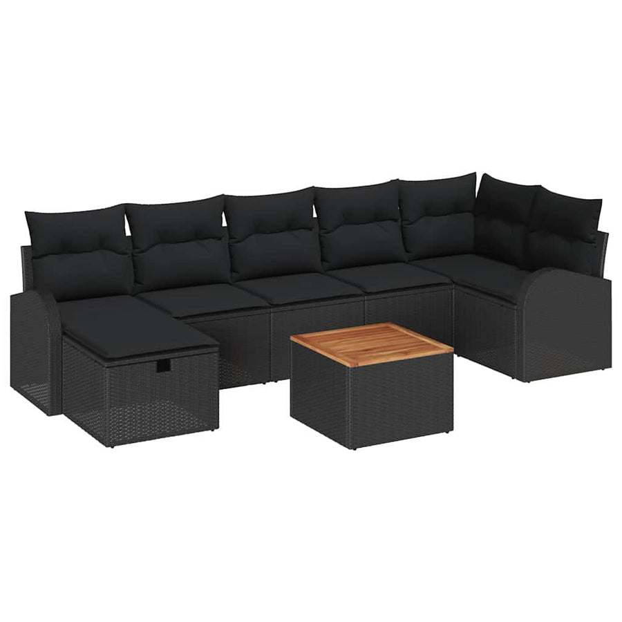 Garden Sofa Set 8 pcs Black Poly Rattan
