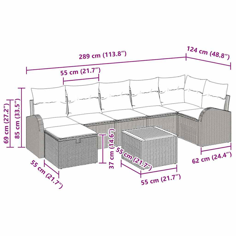 Garden Sofa Set 8 pcs Black Poly Rattan