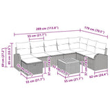 Garden Sofa Set with Cushion 9 pcs Black Poly Rattan