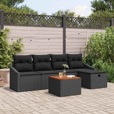 Garden Sofa Set with Cushion 6 pcs Black Poly Rattan
