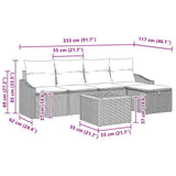 Garden Sofa Set with Cushion 6 pcs Black Poly Rattan