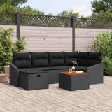 Garden Sofa Set with Cushion 7 pcs Black Poly Rattan