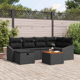 Garden Sofa Set with Cushion 7 pcs Black Poly rattan