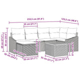 Garden Sofa Set with Cushion 7 pcs Black Poly Rattan