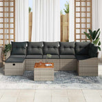 Garden Sofa Set 8 pcs Grey Poly Rattan