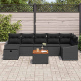 Garden Sofa Set with Cushion 8 pcs Black Poly Rattan