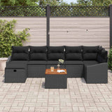 Garden Sofa Set with Cushion 8 pcs Black Poly rattan - Side View
