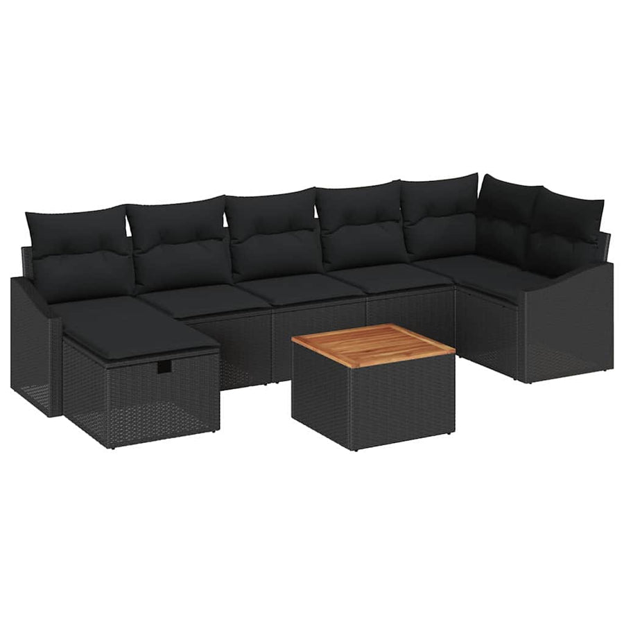 Garden Sofa Set 8 pcs Black Poly Rattan