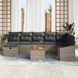 Garden Sofa Set with Cushion 9 pcs Grey Poly Rattan