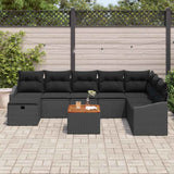 Garden Sofa Set with Cushion 9 pcs Black Poly Rattan