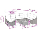 Garden Sofa Set with Cushion 9 pcs Black Poly Rattan
