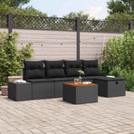 Garden Sofa Set 6 pcs Black Poly Rattan
