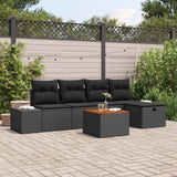 Garden Sofa Set with Cushion 6 pcs Black Poly rattan
